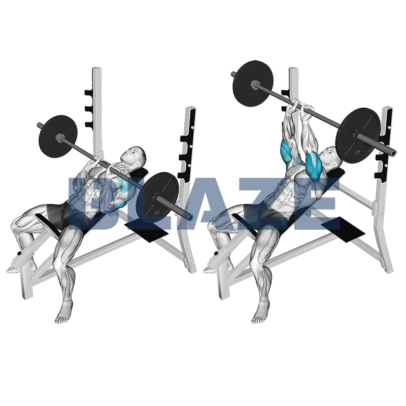 Wyciskanie sztangi wąskim chwytem (na ławce skośnej)