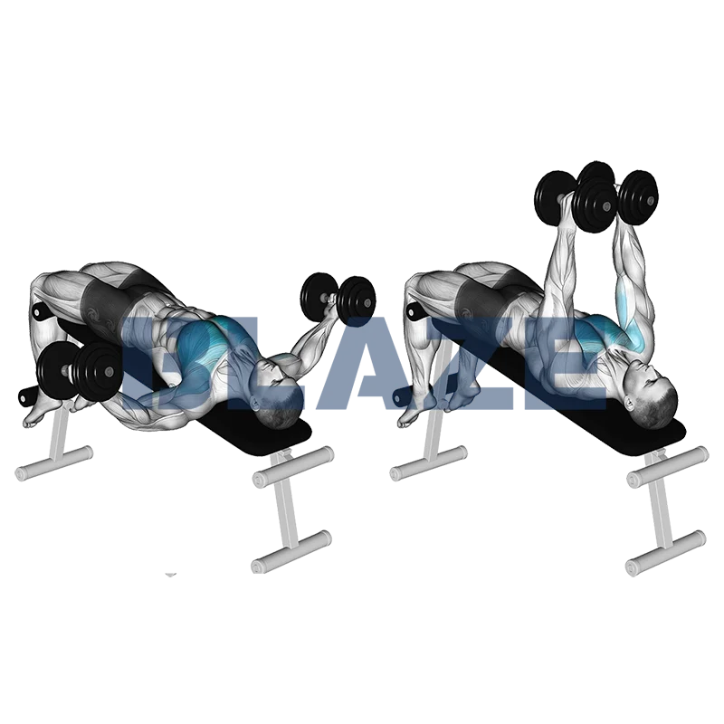 Rozpiętki hantlami (na ławce skośnej głową w dół)