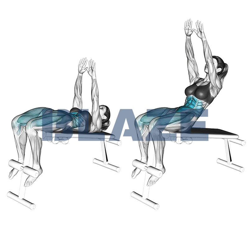 Unoszenie tułowia na ławce skośnej głową w dół