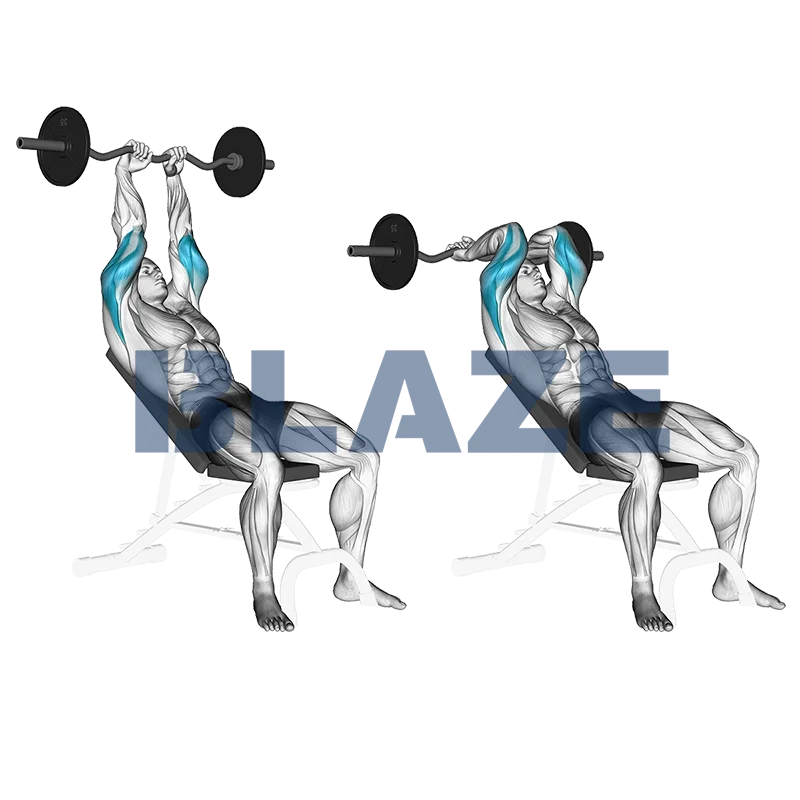 Triceps extensie met EZ-stang (schuin)