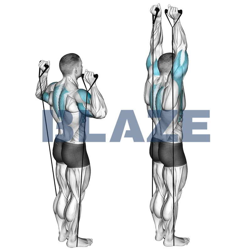 Wyciskanie nad głową z taśmą (stojąc)