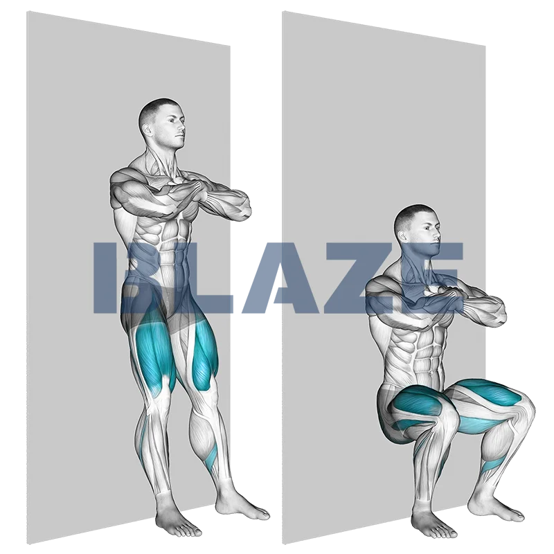 Przysiad z plecami opartymi o ścianę z ciężarem własnego ciała