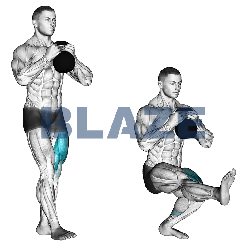 Przysiad na jednej nodze z kettlebell