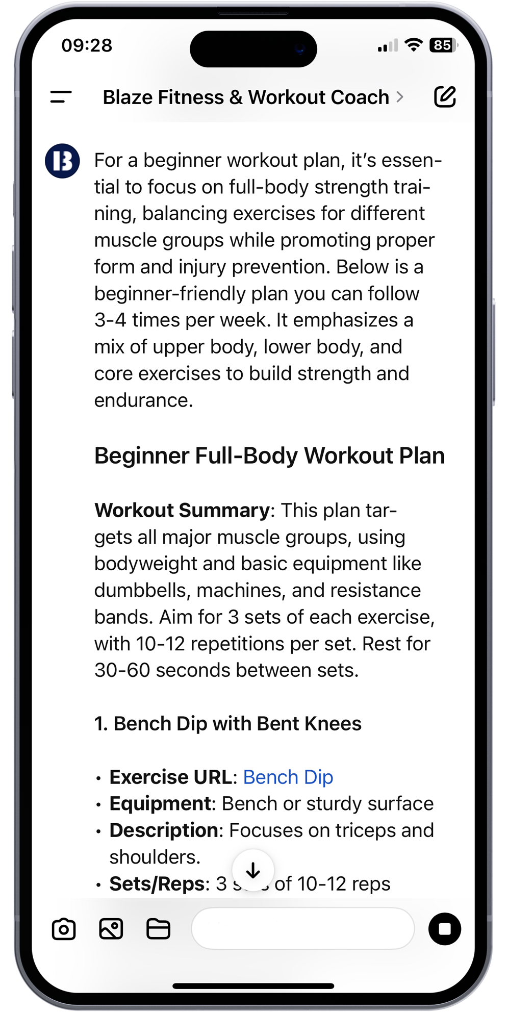 Workout tracker app on iPhone to track weightlifting exercise progress