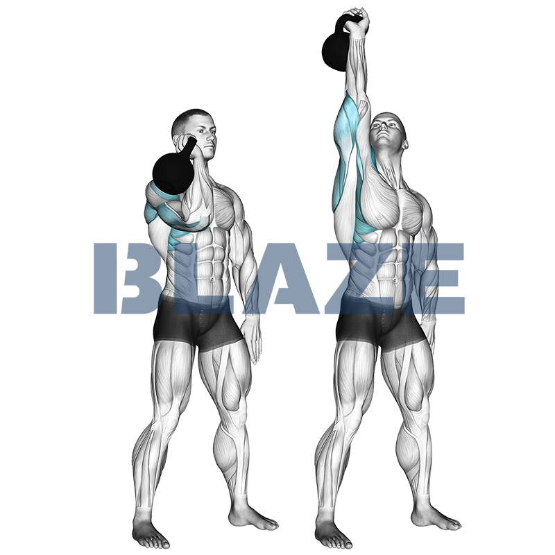 Eenarmige overhead press of militaire press met kettlebell